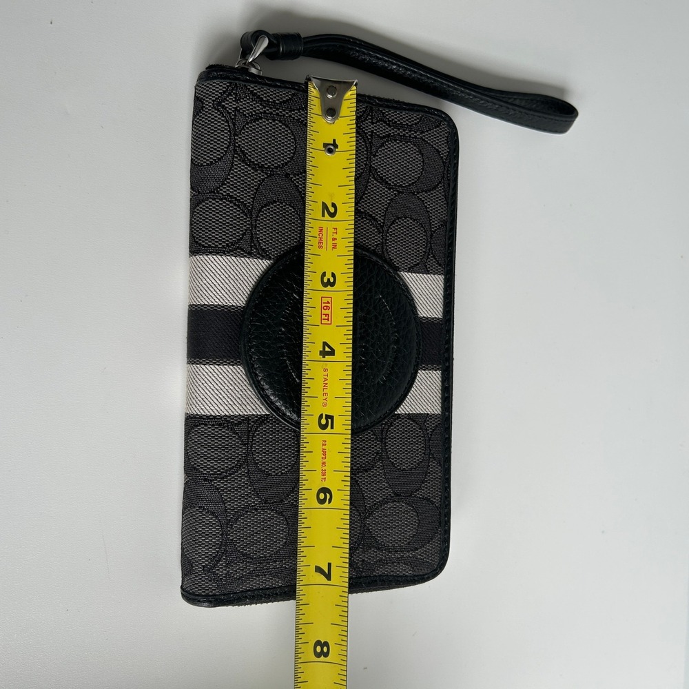 Coach Dempsey Black Smoke Multi Canvas Phone Wallet Wristlet C9073 - Picture 6 of 8